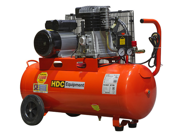 Компрессор HDC HD-A071 ременной (396 л/мин, 10 атм, ременной, масляный, ресив. 70 л, 220 В, 2.20 кВт)