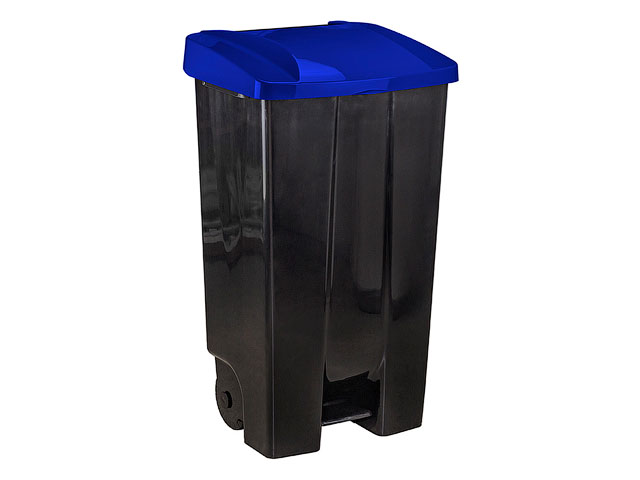 Контейнер для мусора 110л с педалью на колесах (синий) IDEA (М2395)
