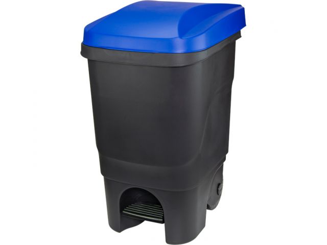 Контейнер для мусора 60л с педалью (синяя крышка) (М2398) (IDEA)