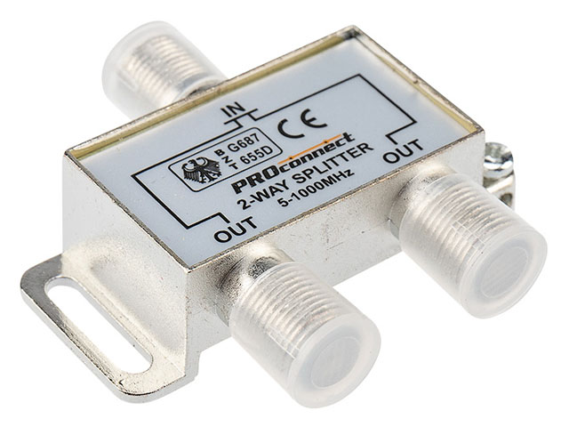 Делитель ТВ х 2 под F разъём 5-1000 МГц PROCONNECT (05-6021) (REXANT)