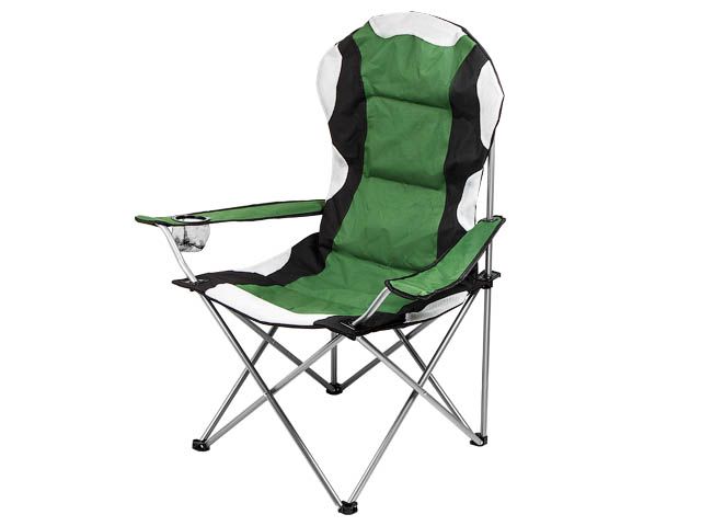 Кресло складное кемпинговое с держателем для бутылок + чехол, зеленое, ARIZONE (42-606001)