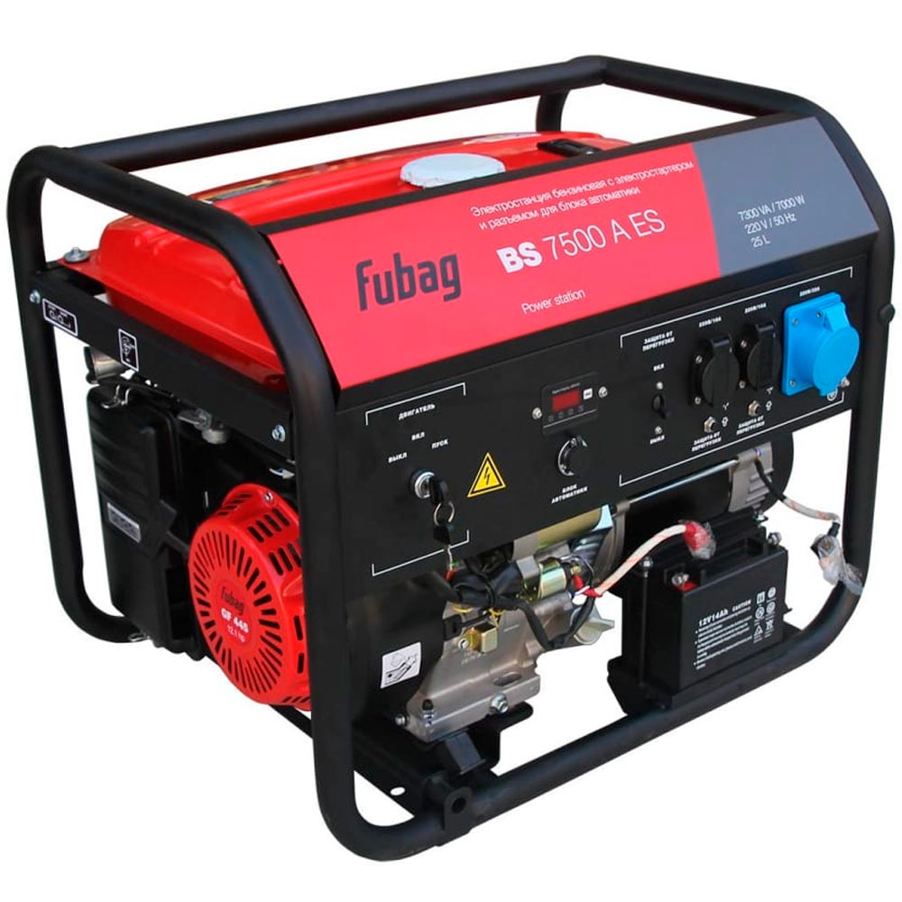 Генератор бензиновый с электростартером и коннектором автоматики FUBAG BS 7500 A ES