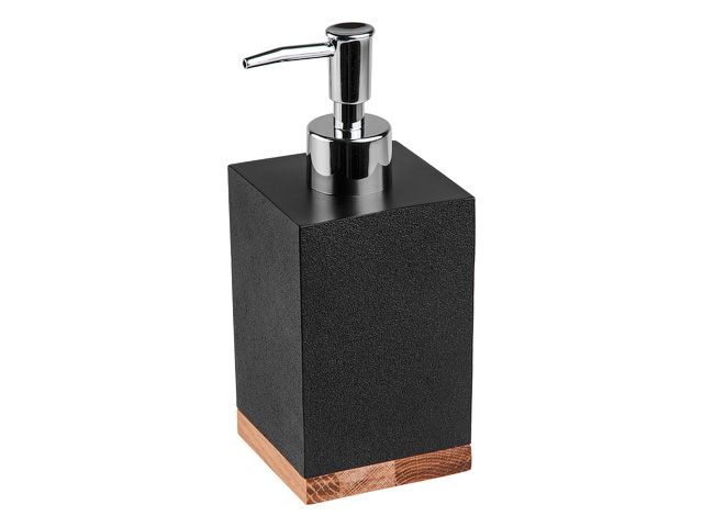Диспенсер (дозатор) для мыла WOOD BLISS, черный, PERFECTO LINEA (Композитный материал: полирезин под натуральный камень, карбонат кальция) (35-720101)