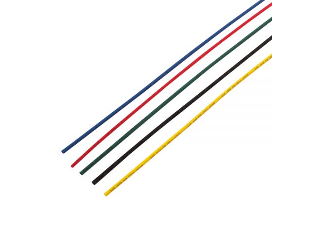 Термоусаживаемые трубки REXANT 2,0/1,0 мм, набор пять цветов, упаковка 50 шт. по 1 м (29-0151)