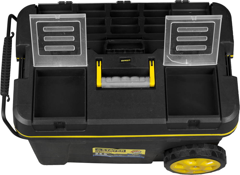 STAYER BIGPro, 620 х 370 х 420 мм, (24.5″), Пластиковый ящик-тележка для инструментов, Professional (38107-24)