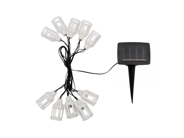 Светильник садовый на солнечной батарее "Каскад керосиновых ламп" LED 3 м LAMPER (с выносной солнечной панелью 1 м и аккумулятором, IP65, 2 режима раб
