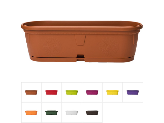 Ящик балконный для цветов Gerber (Гербера) 35x12,5 см с поддоном, DRINA (цвета в ассортименте) (10240)