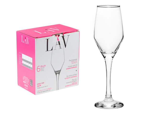 Набор бокалов для шампанского, 6 шт., 230 мл, серия Ella, LAV (LV-ELL532F)