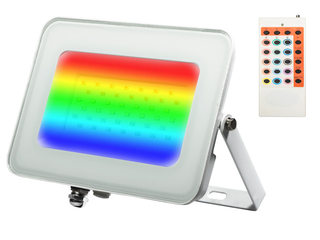 Прожектор светодиодный PFL -RGB-WH  30w  IP65Jazzway драйвер в комплекте (Цветной+ пульт и драйвер в комплеке, угол освещения 100с) (5012103) (JAZZWAY