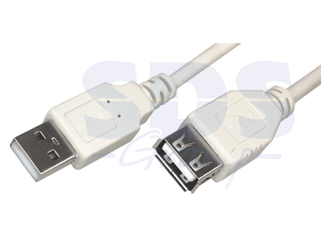 Шнур USB-А (male) штекер - USB-А (female) гнездо, 3 м, белый REXANT (18-1116)
