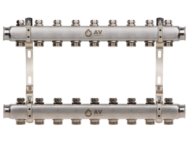 Коллекторная группа AVE162, 9 вых. AV Engineering (PRO серия Для отопления (радиаторы)) (AVE16200109)