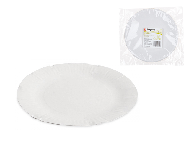 Набор тарелок бумажных биоразлагаемых d 170 мм, 5 шт, серия ECO, PERFECTO LINEA (47-170005)
