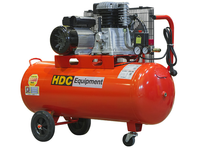 Компрессор HDC HD-A101 ременной (396 л/мин, 10 атм, ременной, масляный, ресив. 100 л, 220 В, 2.20 кВт)