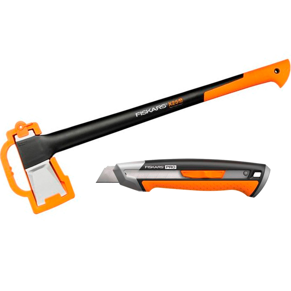 Набор FISKARS топор-колун Х25+нож строительный CarbonMax (1057915)