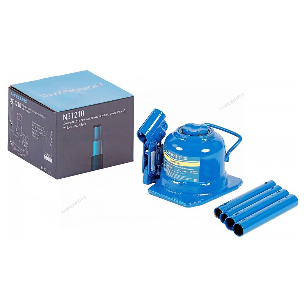 Домкрат бутылочный двухштоковый  укороченный  NORDBERG N31210 10 т