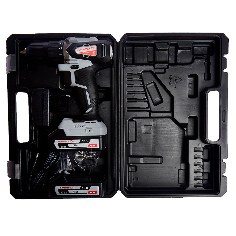 Шуруповерт аккумуляторный ИНТЕРСКОЛ ДА-13/18ВК (кейс)