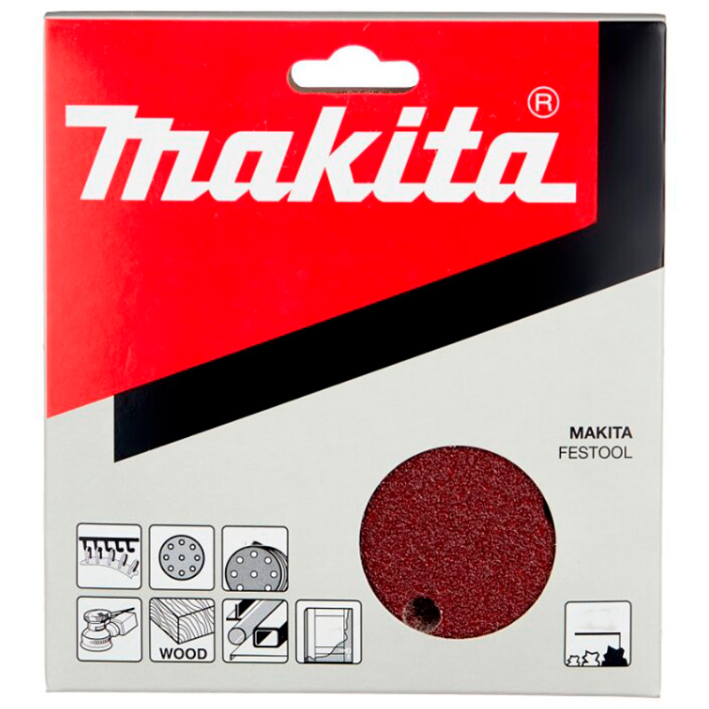 Шкурка эксцентриковая Makita 8 отв.коричневый D150 мм, P180, 10 шт.