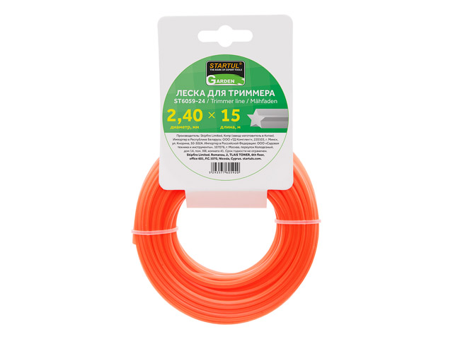 Леска ф 2.4 мм х 15 м "звездочка" STARTUL GARDEN (ST6059-24)