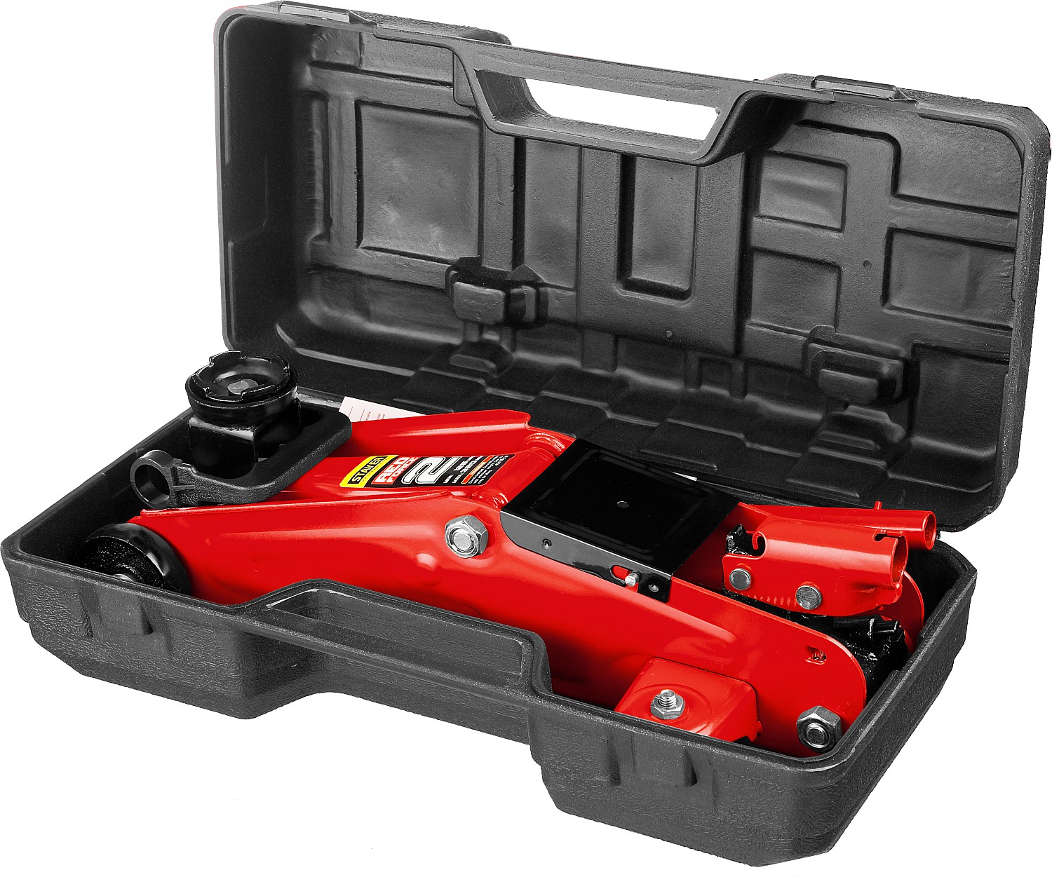 STAYER R-22 RED FORCE, в кейсе, 2 т, 125 - 320 мм, подкатной домкрат для легковых а/м, Professional (43152-2-K)