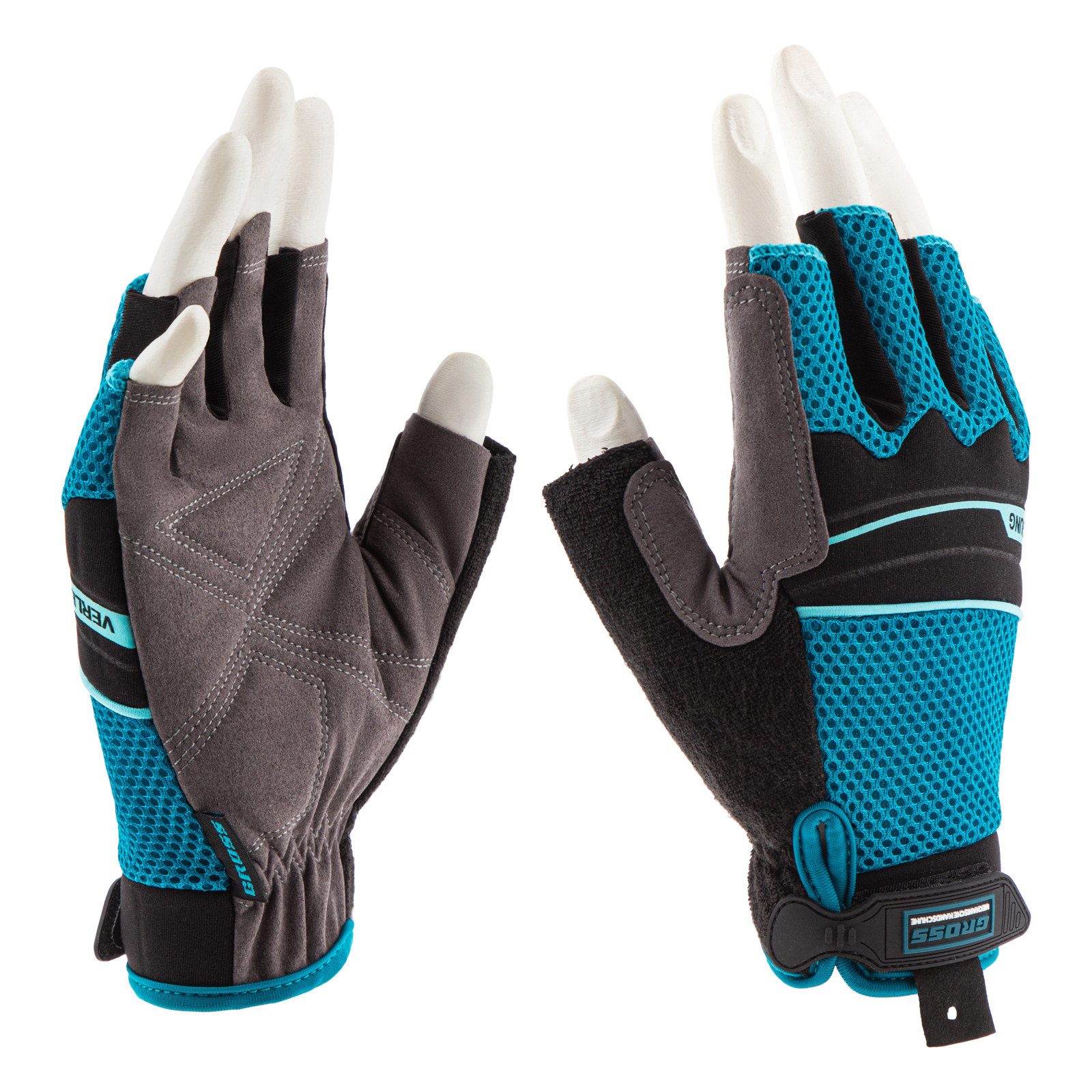Перчатки комбинированные облегченные, открытые пальцы AKTIV, М// Gross