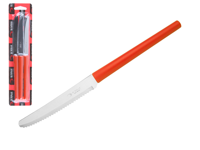 Набор ножей столовых, 3шт., серия MILLENIUN, коралловые оранжевые, DI SOLLE (Супер цена! Длина: 213 мм, длина лезвия: 101 мм, толщина: 0,8 мм. Прочная
