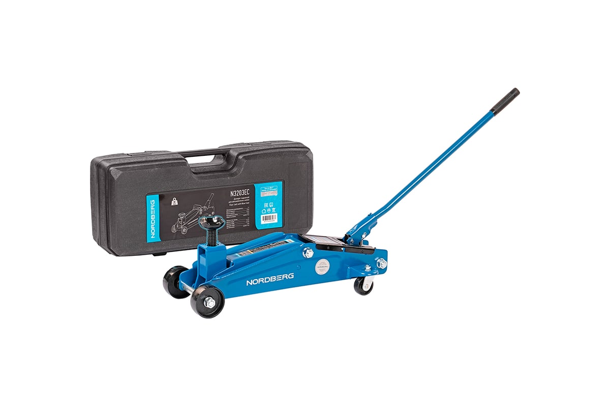 Домкрат подкатной для автолюбителя в кейсе, 3 т NORDBERG N3203EC