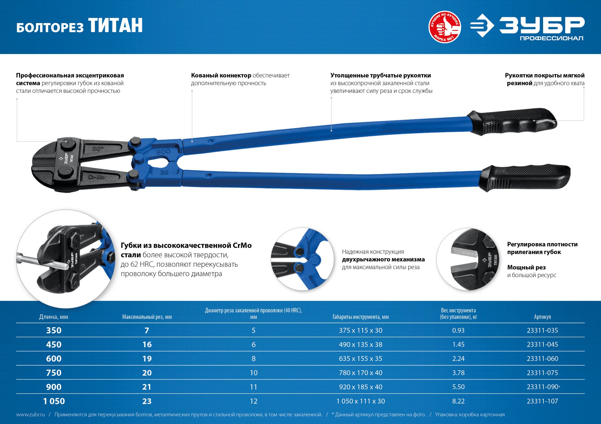 ЗУБР 1050 мм, болторез, Профессионал (23311-107)