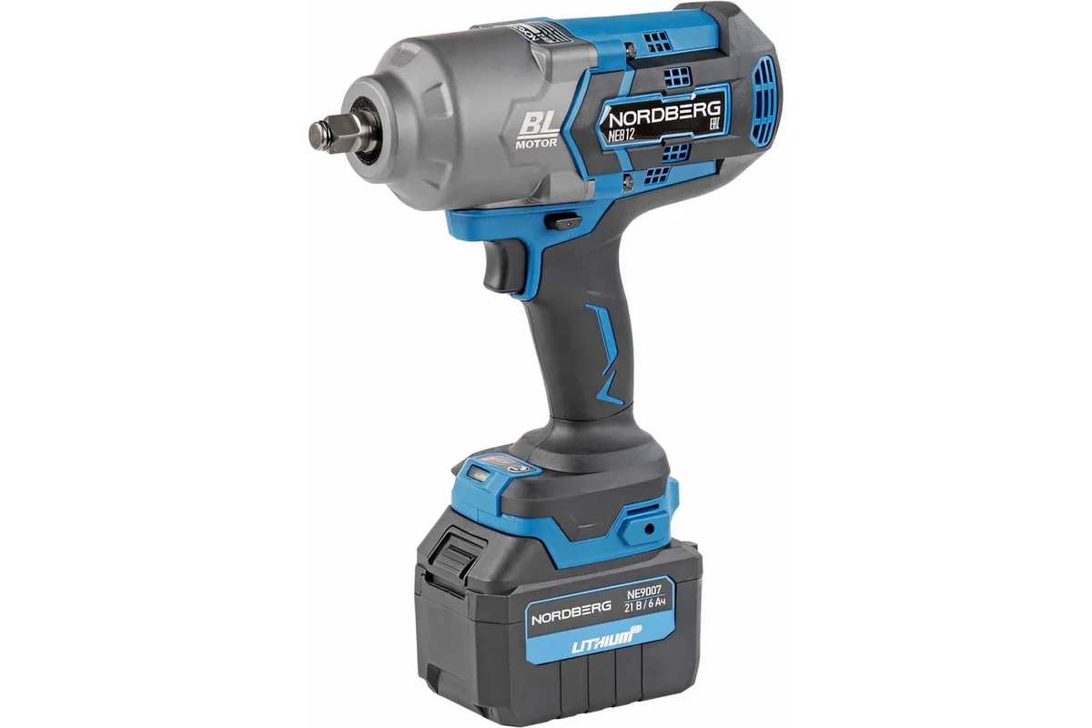 Гайковерт аккумуляторный, 1/2", 21В, 1700 Нм с двумя 6A акк. и зар. уст-вом 1,8A, в кейсе NORDBERG N
