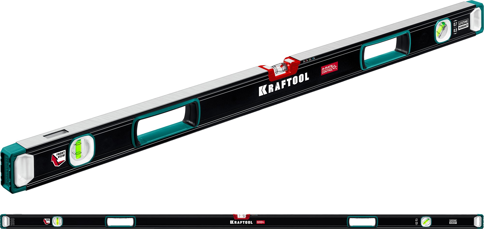 KRAFTOOL A-RATE CONTROL, 2000 мм, точность 0.3 мм/м, с инновационным зеркальным глазком, сверхпрочный уровень (34986-200)