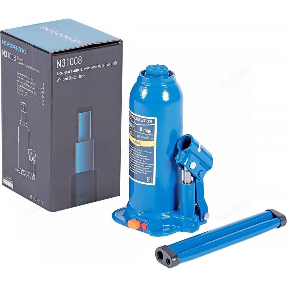Домкрат бутылочный, 8 т NORDBERG N31008