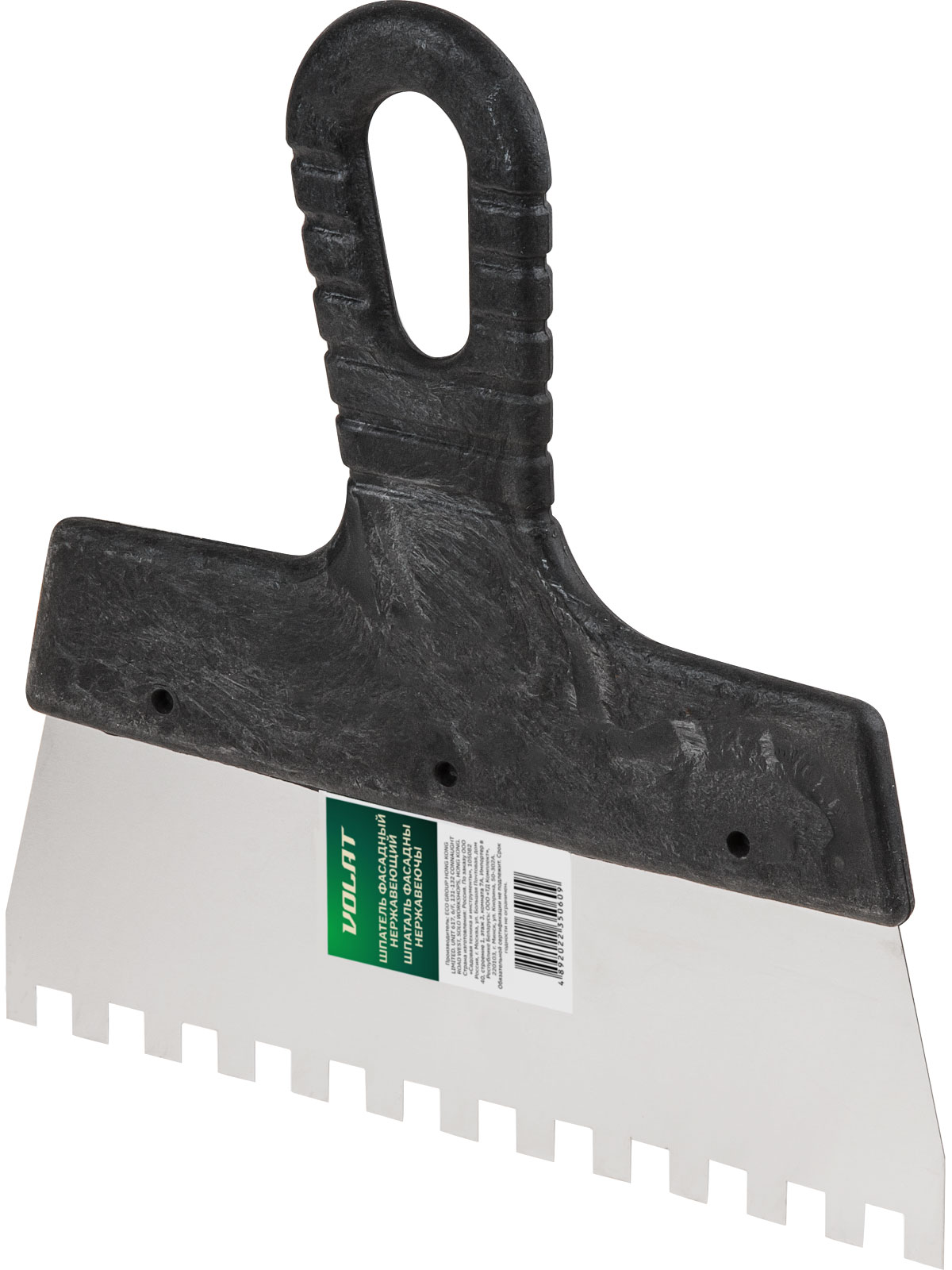Шпатель фасад. зубчат. нерж.  350мм зуб 6х6 ВОЛАТ (для клея, гребенка) (35050-3506)