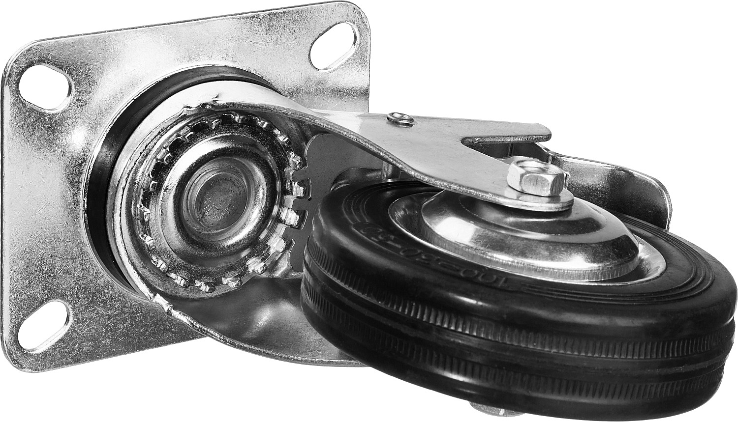 ЗУБР d 100 мм, г/п 70 кг, игольчатый подшипник, резина/металл, поворотное колесо c тормозом, Профессионал (30936-100-B)