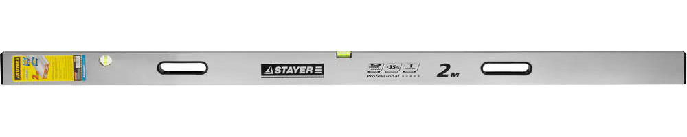 STAYER GRAND 2 м, точность 1 мм/м, 2 глазка, Правило с уровнем и ручками, (10752-2.0)