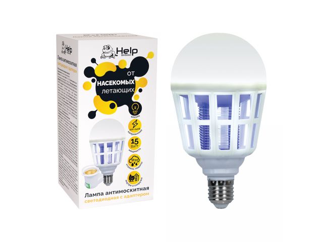 Лампа антимоскитная светодиодная с адаптером, HELP (80339)
