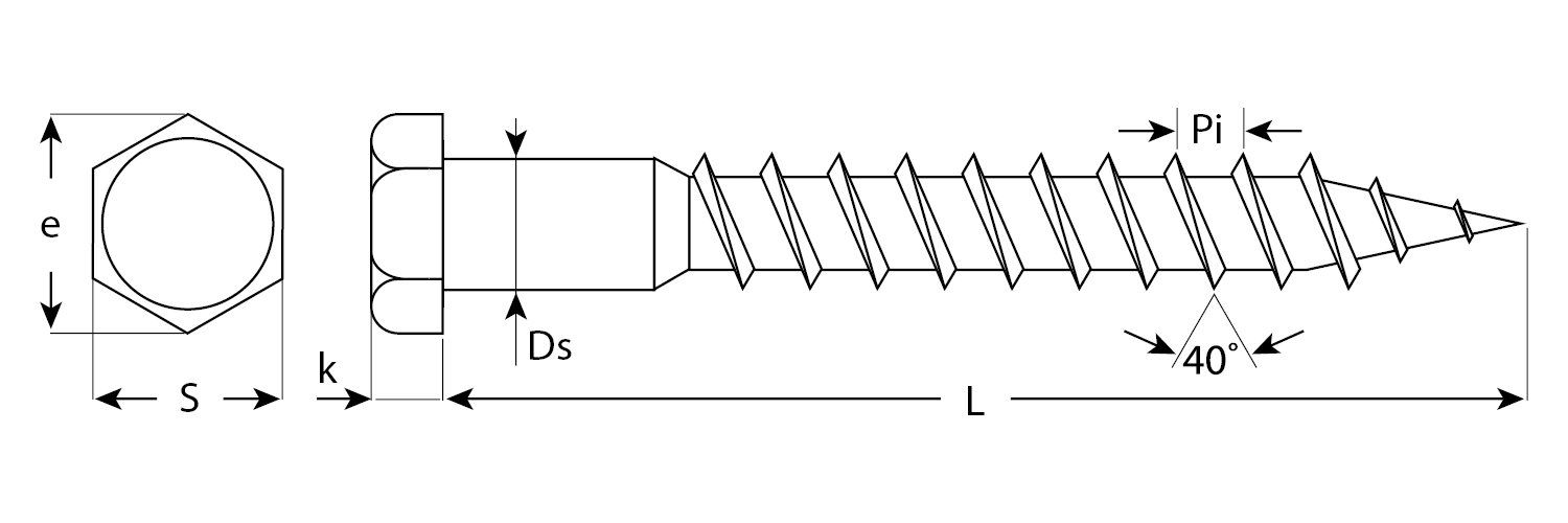 Шурупы ШДШ с шестигранной головкой (DIN 571), 40 х 8 мм, 1 400 шт, ЗУБР