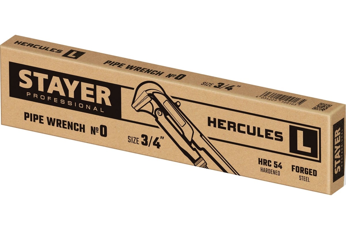 Ключ трубный рычажный STAYER, прямые губки, № 0,  3/4"