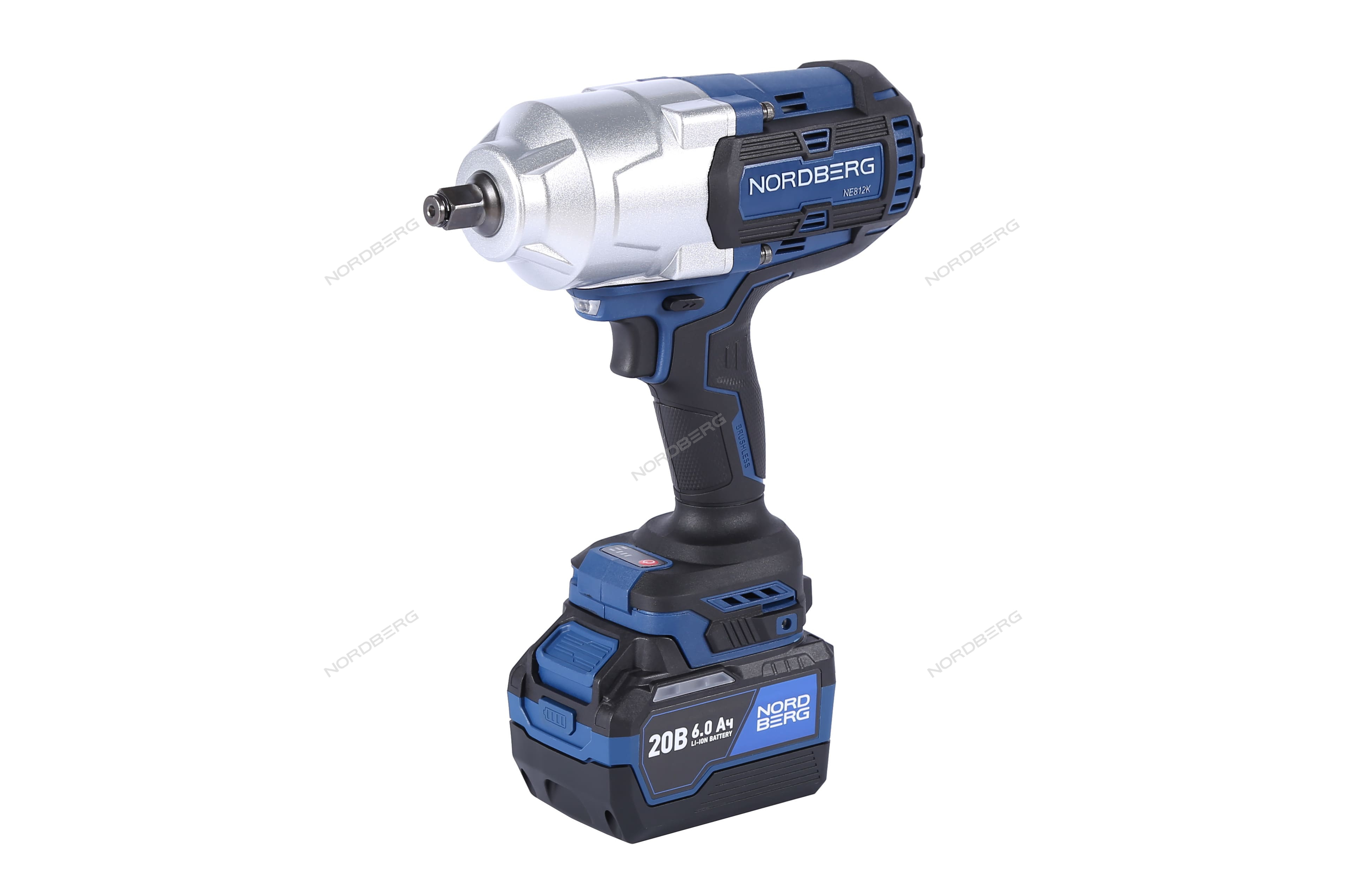 Гайковерт аккумуляторный, 1/2", 20 В, 1700 Нм, 2 аккумулятора 6 A и зарядное устройство, в кейсе NORDBERG NE812K