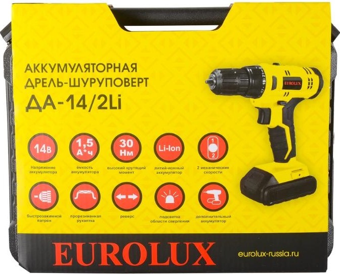 Дрель-шуруповерт аккумуляторная Eurolux ДА-14/2Li