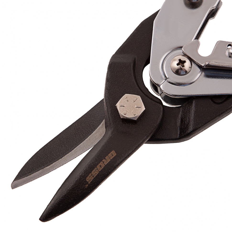 Ножницы по металлу"PIRANHA"усиленные,255 мм,прямой рез,сталь-СrMo,двухкомпонентные рукоятки// Gross