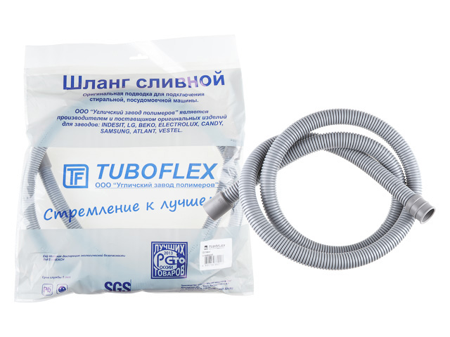 Шланг сливной М для стиральной машины в упаковке (евро слот) 3,5 м, TUBOFLEX (TBF2035)