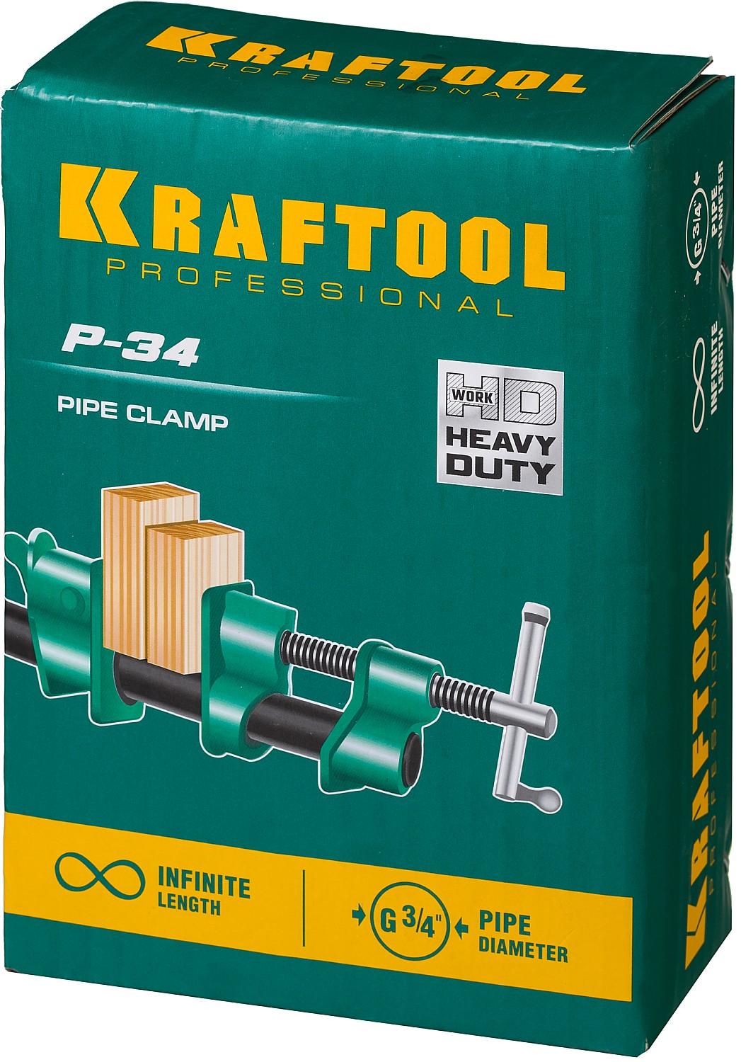 KRAFTOOL P-34, 3/4″, глубина зажима 45 мм, трубная струбцина (32302-1)