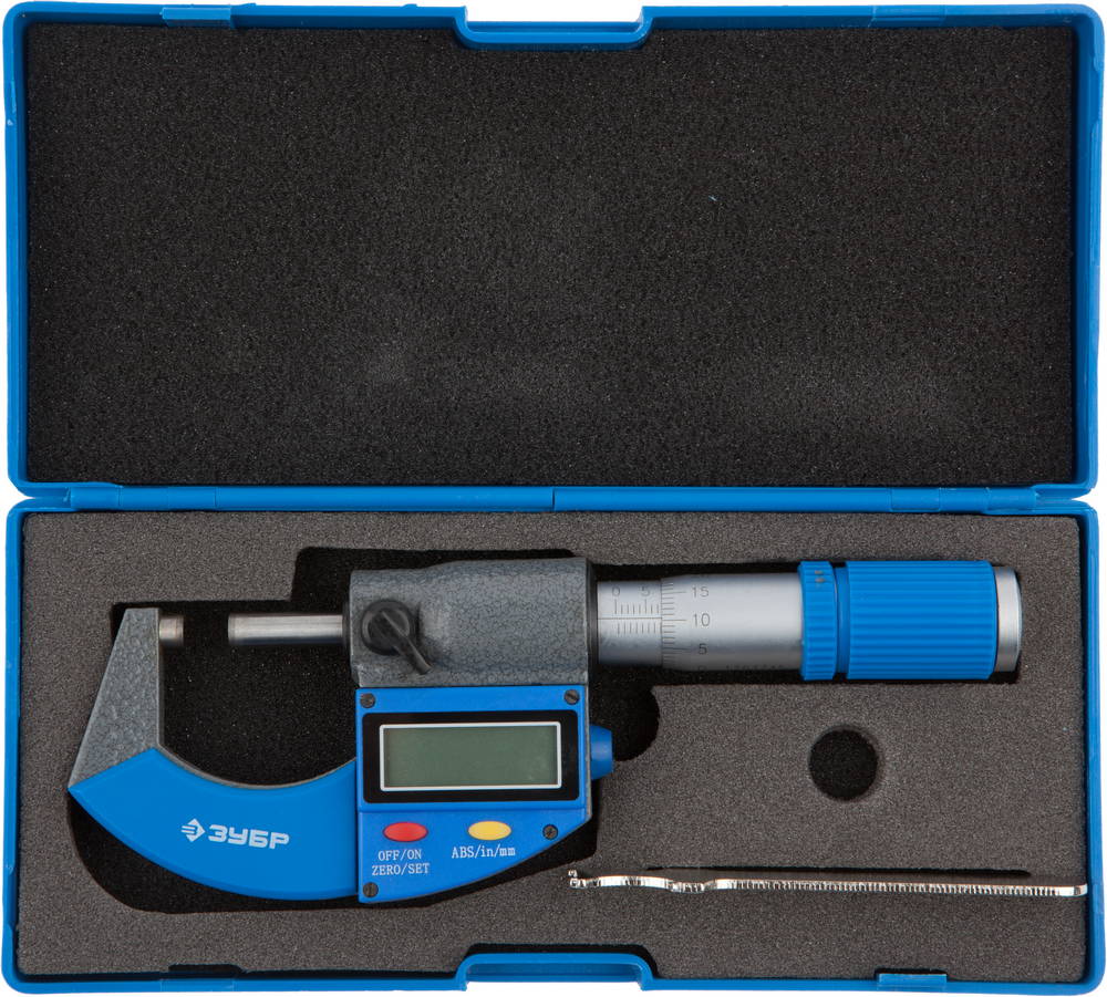 ЗУБР МКЦ 25, 0 - 25 мм, гладкий цифровой микрометр (34482-25)