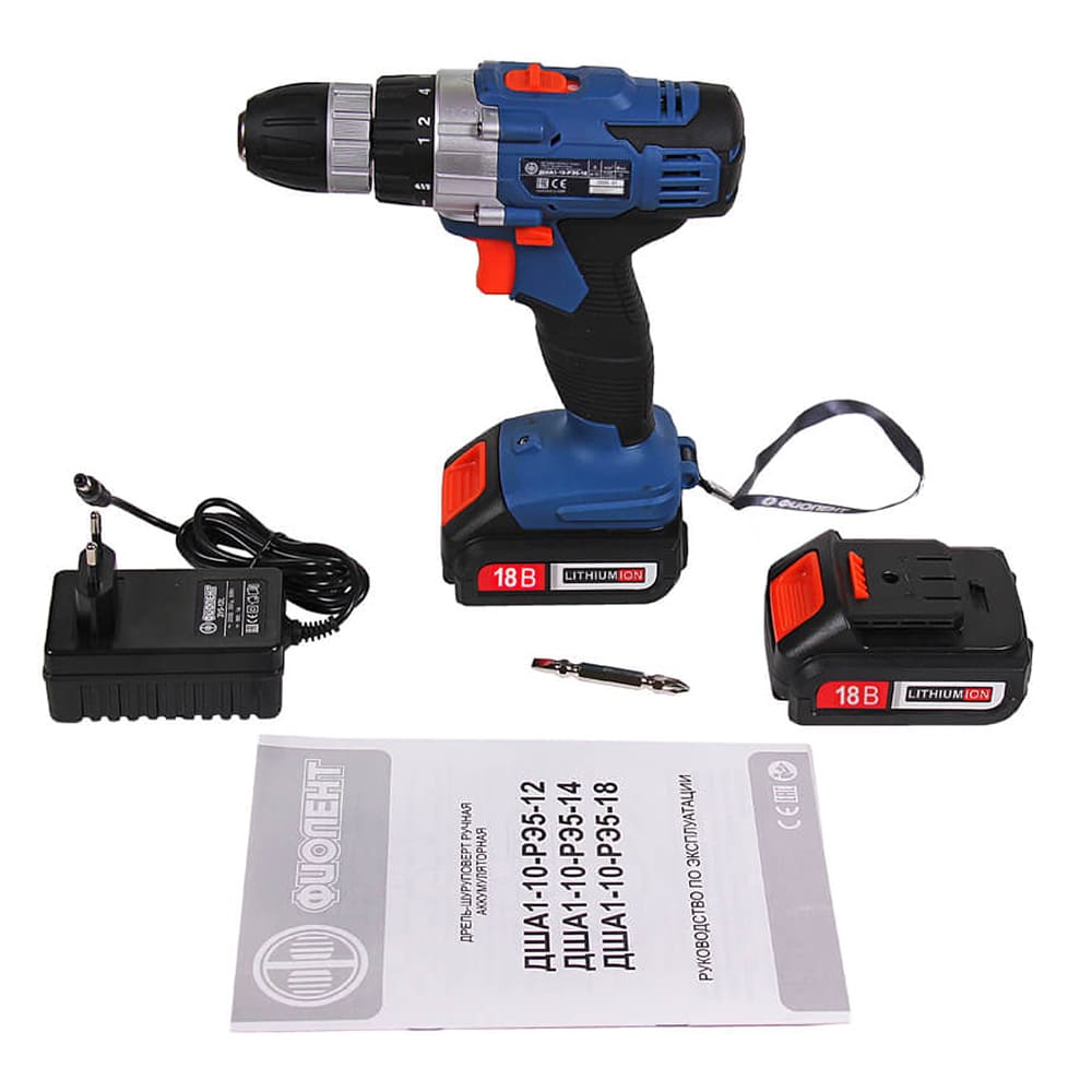 Шуруповерт аккумуляторный ФИОЛЕНТ "Professional" ДША1-10-РЭ5-18В (в кейсе)