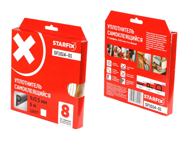 Уплотнитель "P" белый  9х5,5мм 6м STARFIX (SF1014-01)