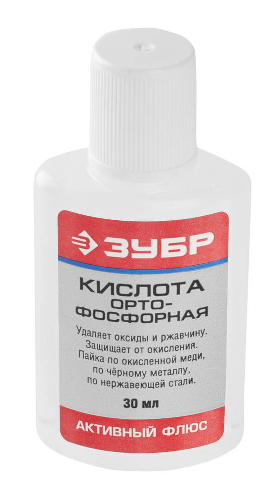 ЗУБР Орто-Фосфорная кислота, 30 мл, активный флюс (55490-030)
