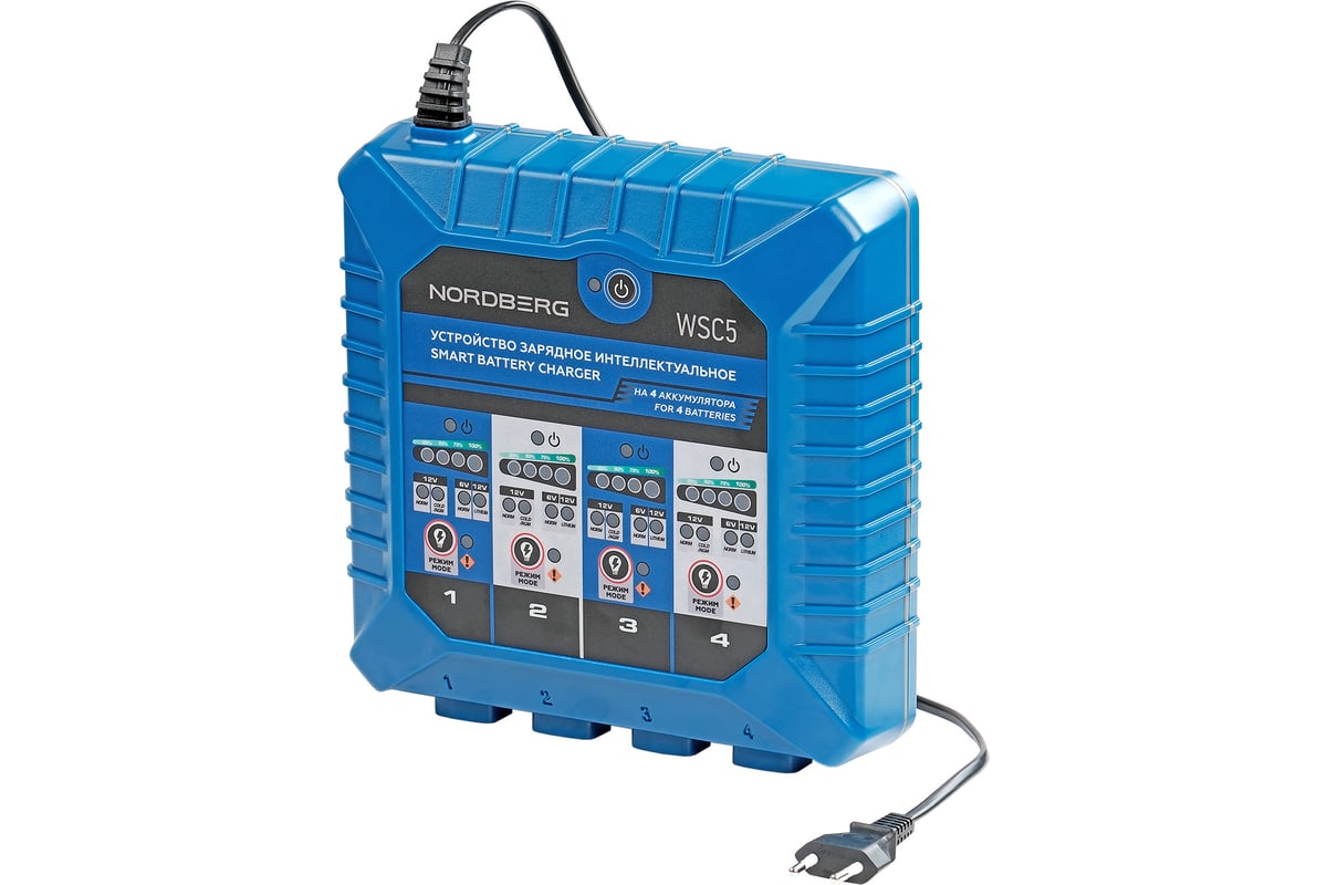 Устройство зарядное интеллектуальное 6/12V, на 4 аккумулятора NORDBERG WSC5
