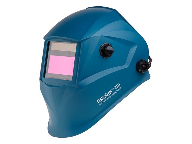 Щиток сварщика  с самозатемняющимся светофильтром Solaris ASF520S (синий) (1/1/1/2, 95x43 мм (40,9 см2), DIN 4/9-13 (регул), шлифовка, рег.чувств.+зад