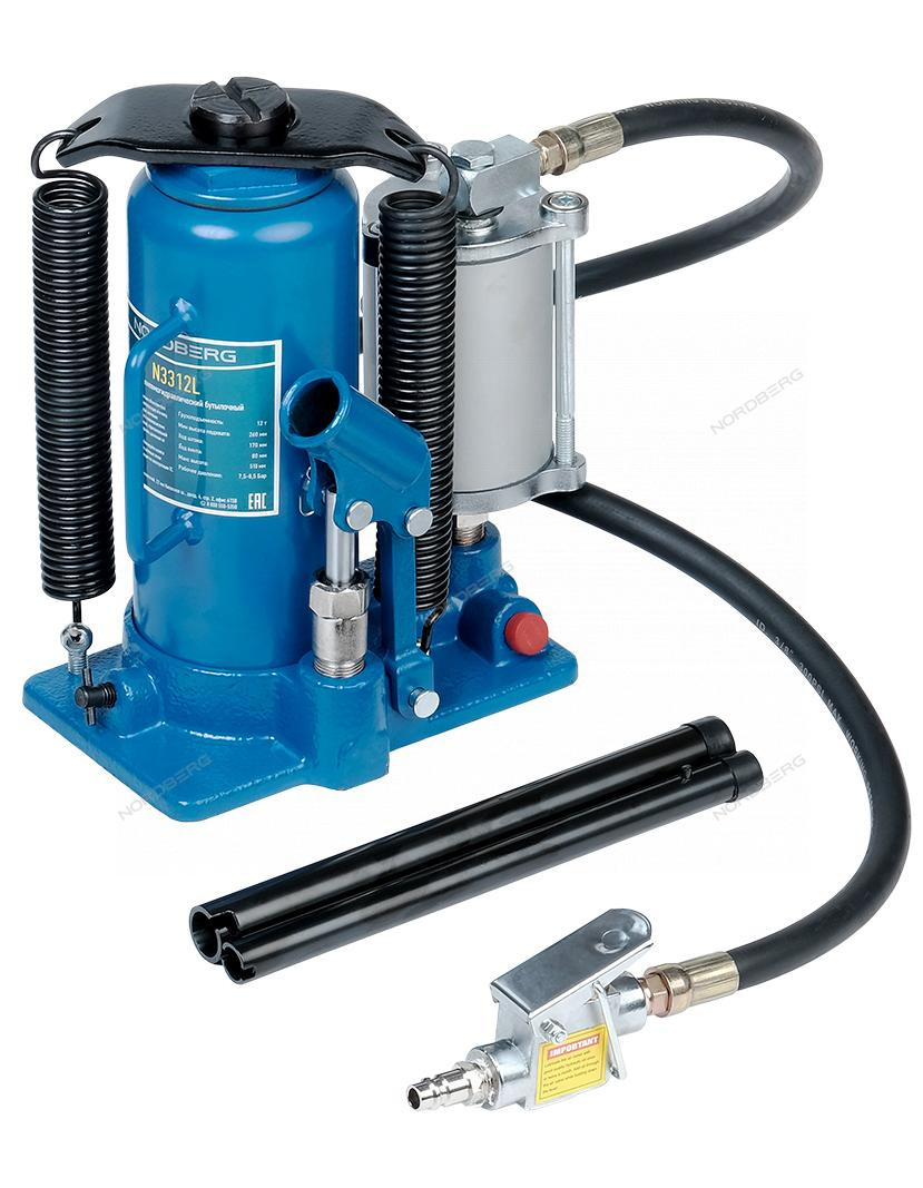 Домкрат бутылочный пневмогидравлический, 12 т NORDBERG N31312