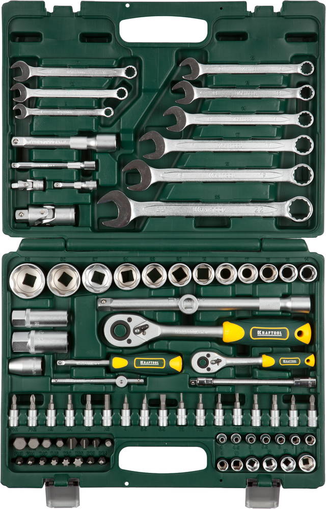 KRAFTOOL X-Drive 82, 82 предм.(1/2″+1/4″), Универсальный набор инструмента (27887-H82)