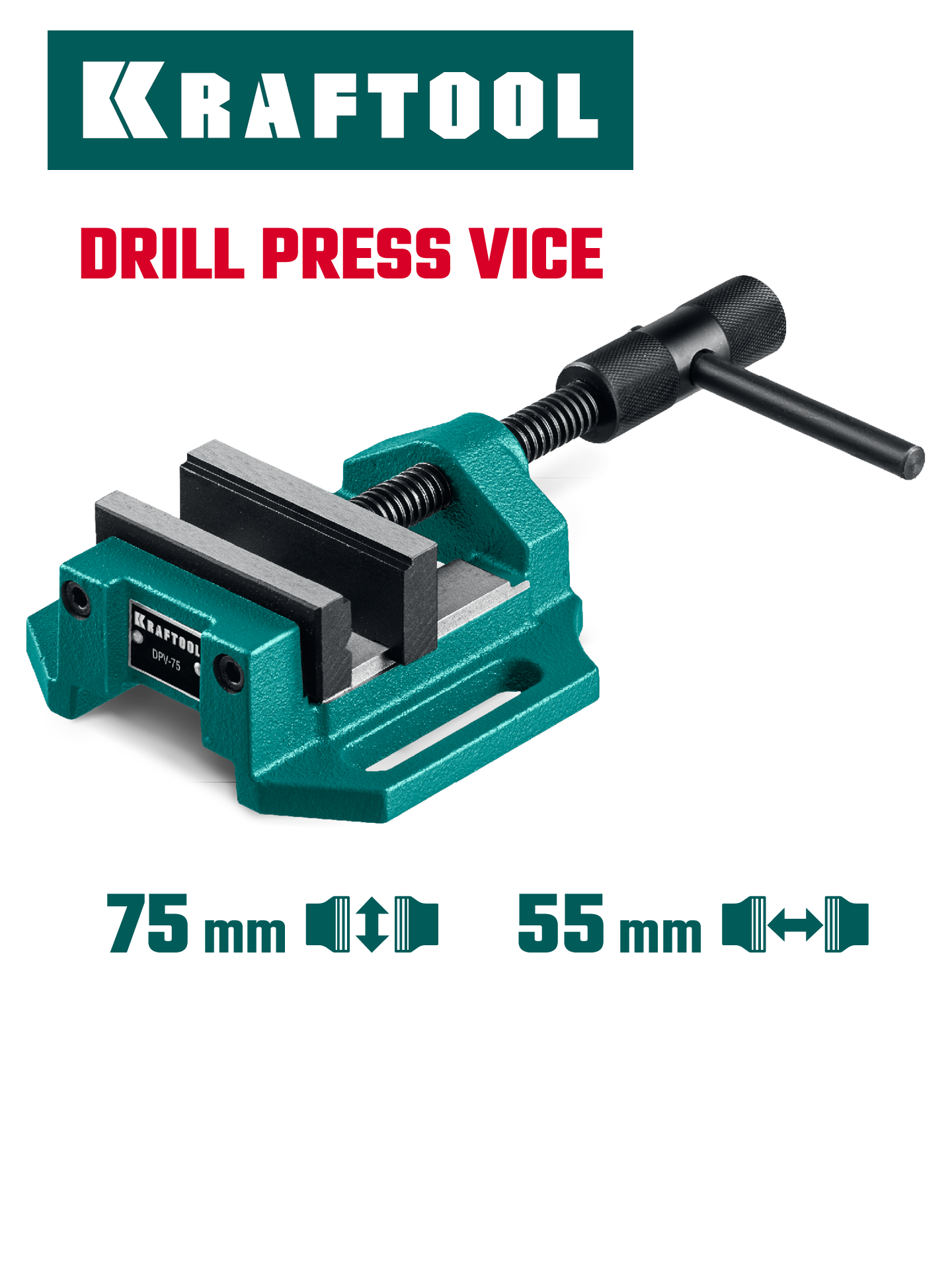 KRAFTOOL DPV-75, 75 мм, станочные сверлильные тиски (32722-75)